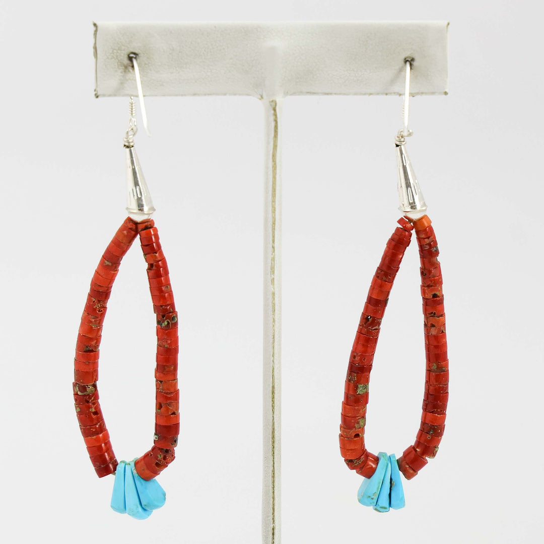 Coral and Turquoise Jacla Earrings