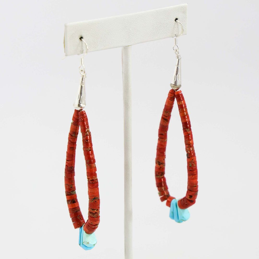 Coral and Turquoise Jacla Earrings