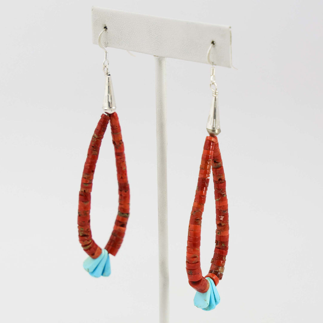 Coral and Turquoise Jacla Earrings