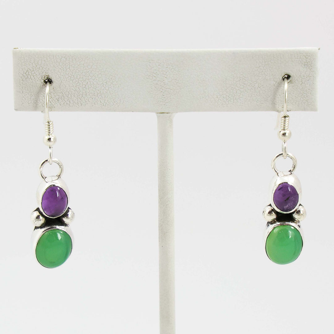 Amethyst and Chrysoprase Earrings