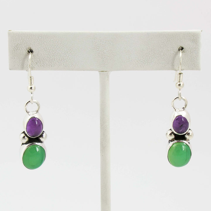 Amethyst and Chrysoprase Earrings