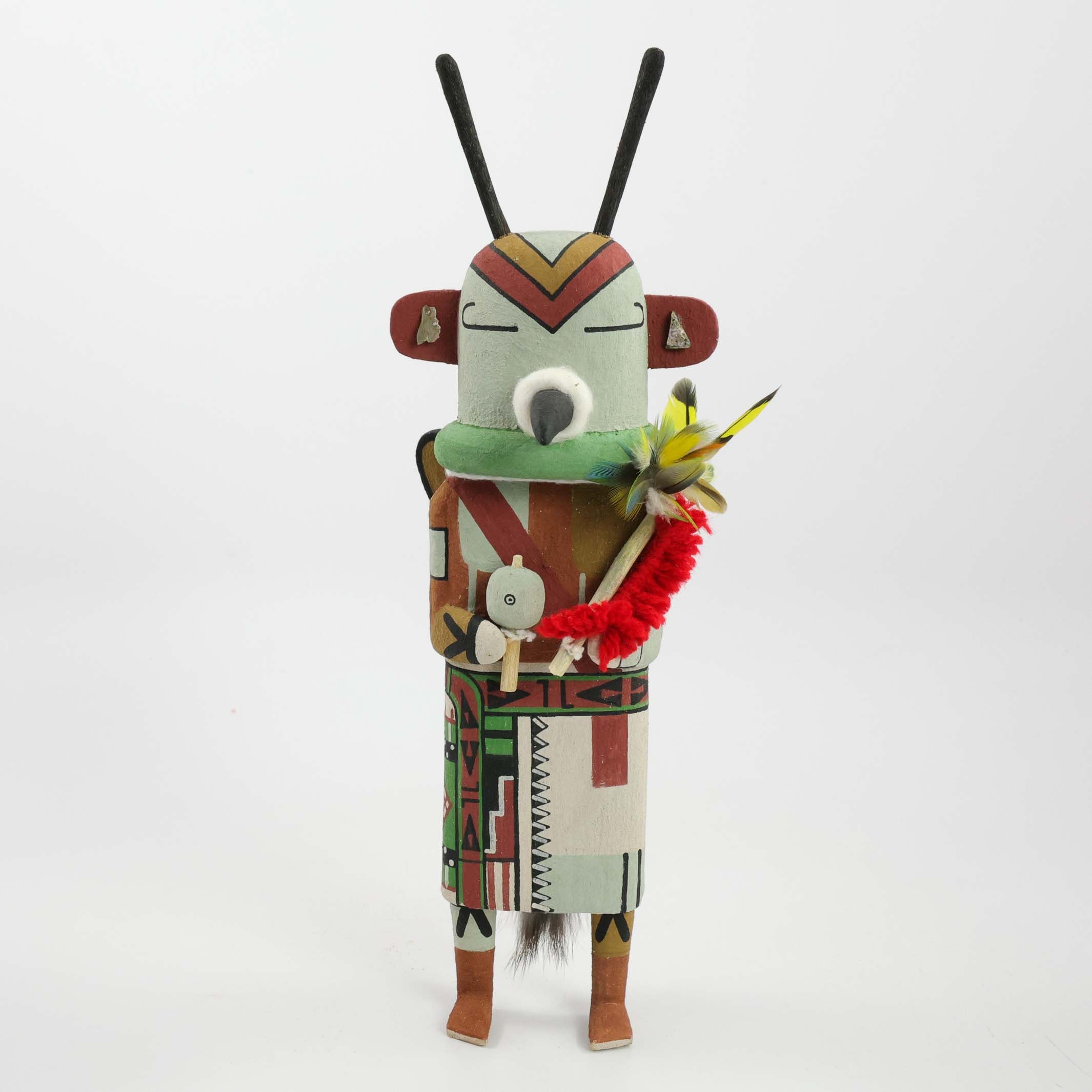 レアBIG！70s〜 ネイティブアメリカン カチナ＆壷の壁掛け　ナバホ族プエブロ HOPI（ホピ）族 Renferd Koruh作 Shalako Manaカチーナドール