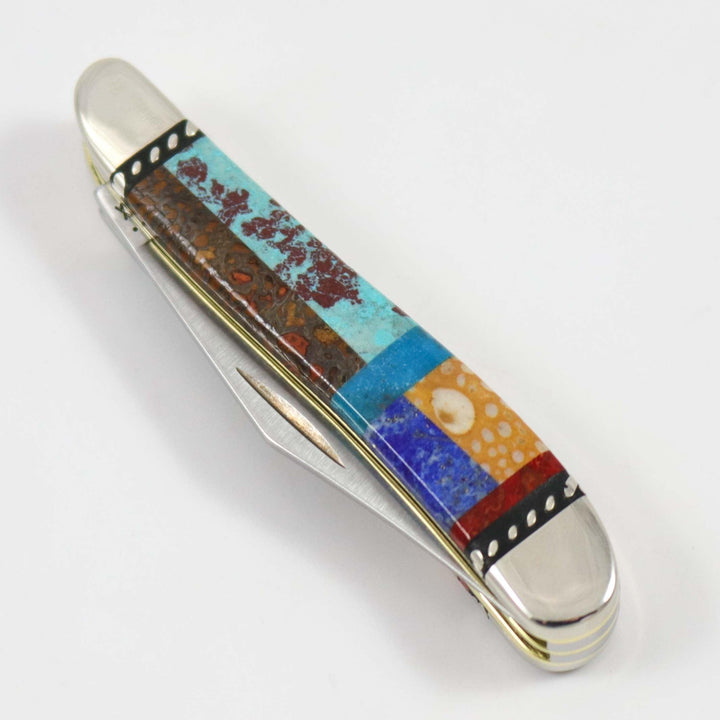 Inlaid Pocket Knife by Stewart Yellowhorse - Garland's