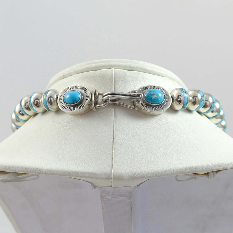 Silver and Turquoise Bead Necklace