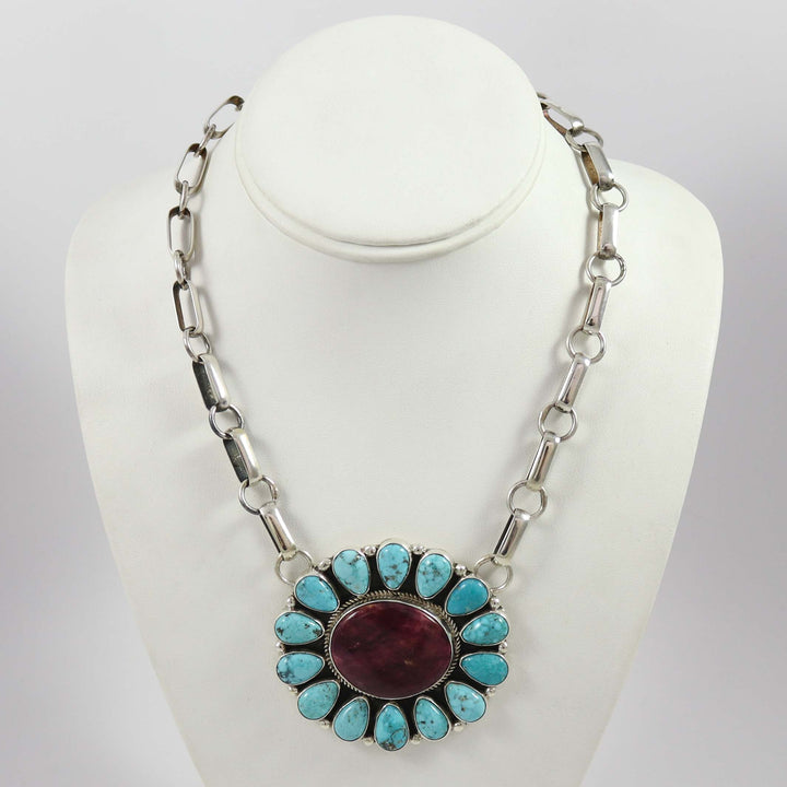 Spiny Oyster Shell and Turquoise Necklace