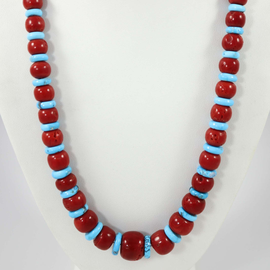 Collier Corail et Turquoise