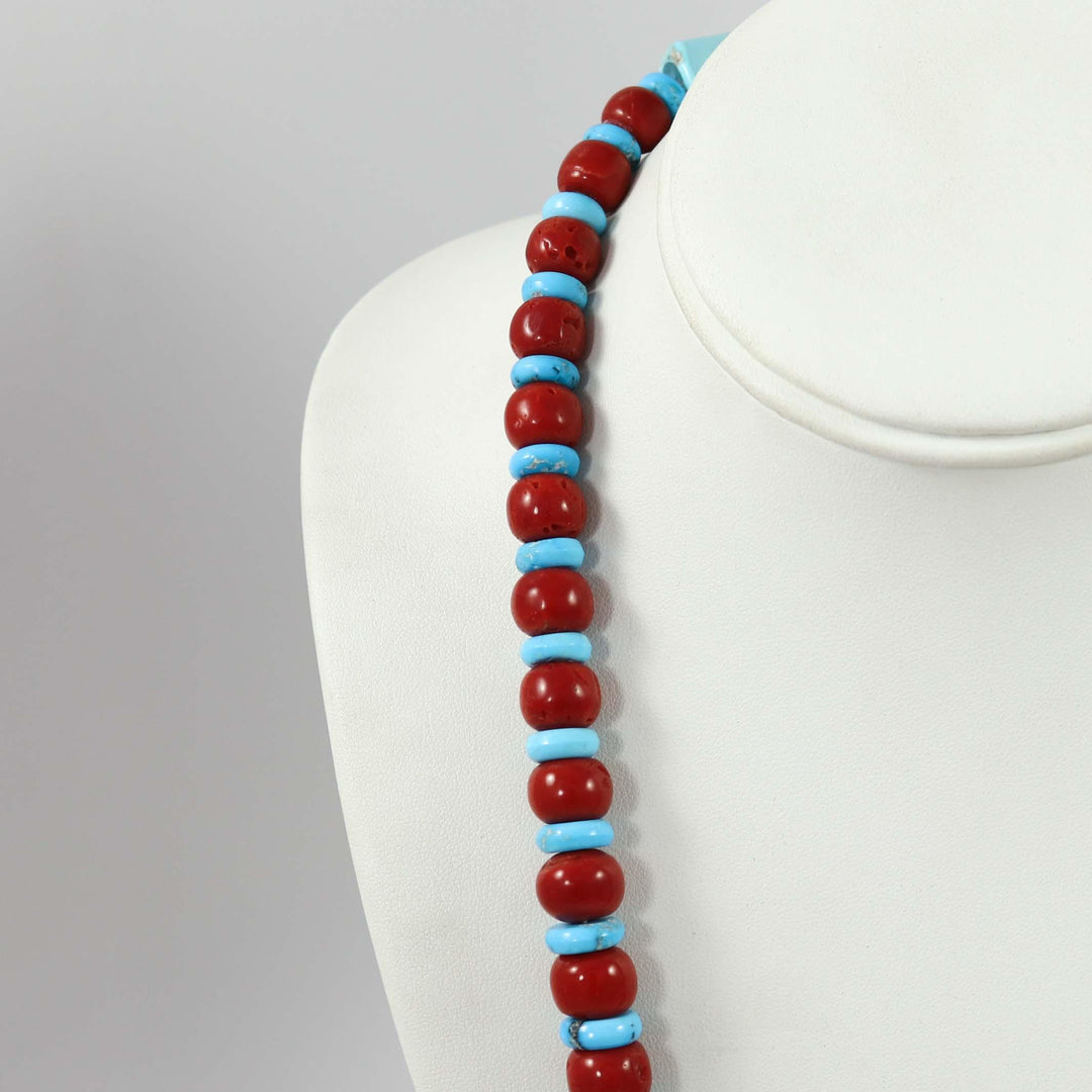 Collier Corail et Turquoise