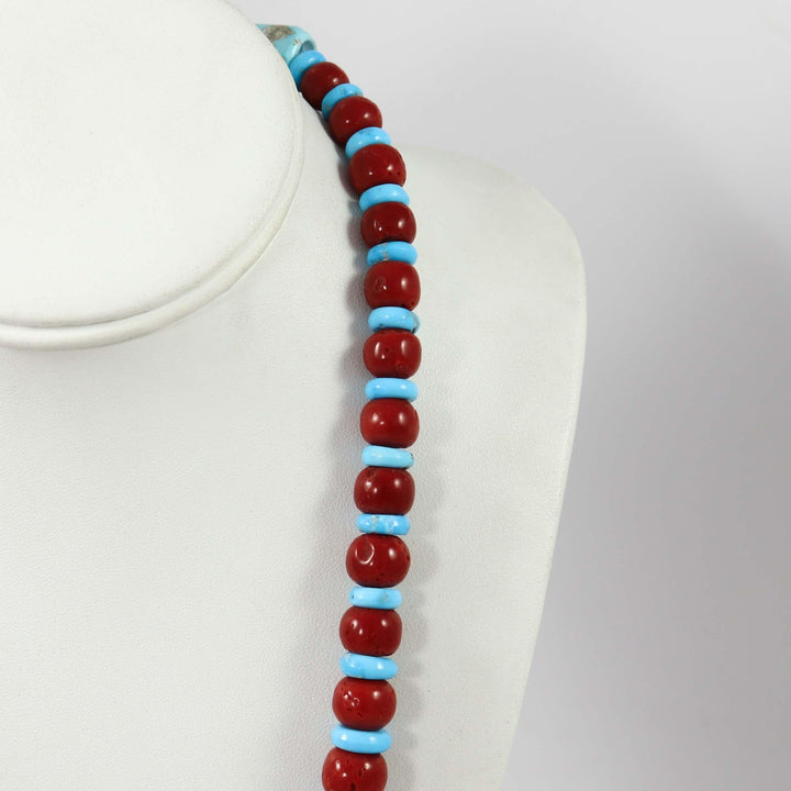 Collier Corail et Turquoise