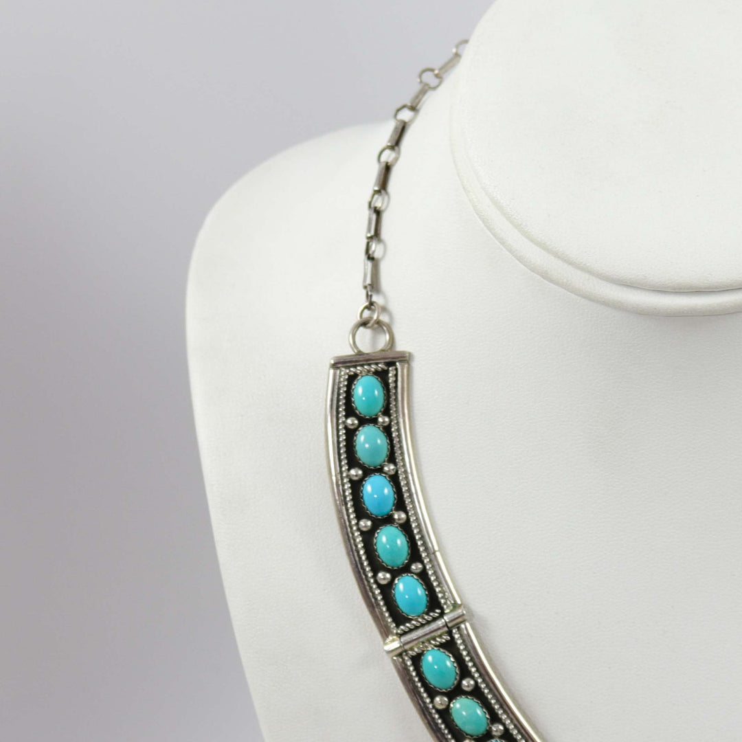 1980s Turquoise Panel Necklace