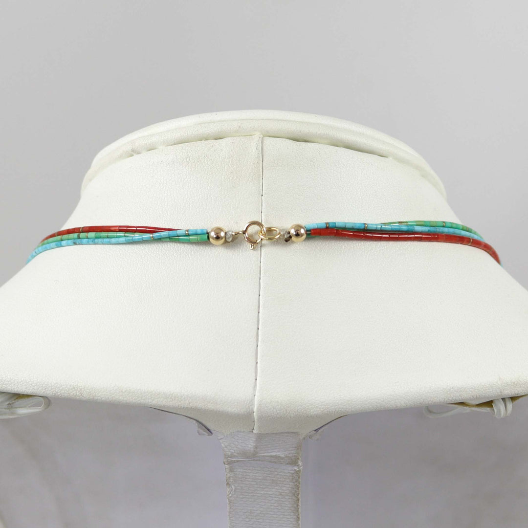 Turquoise and Coral Heishi Necklace