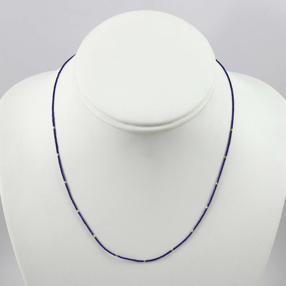 Lapis and Gold Heishi Necklace