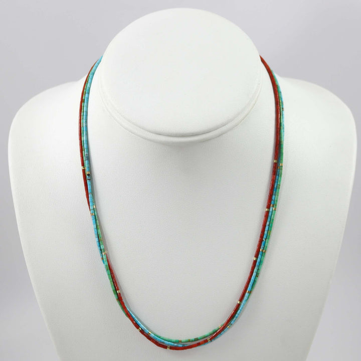 Collier Heishi Turquoise et Corail