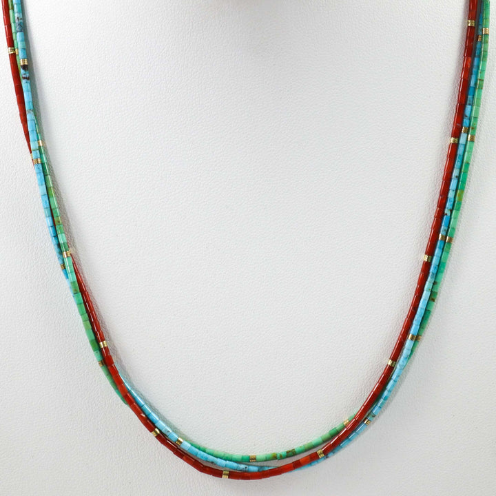 Collier Heishi Turquoise et Corail