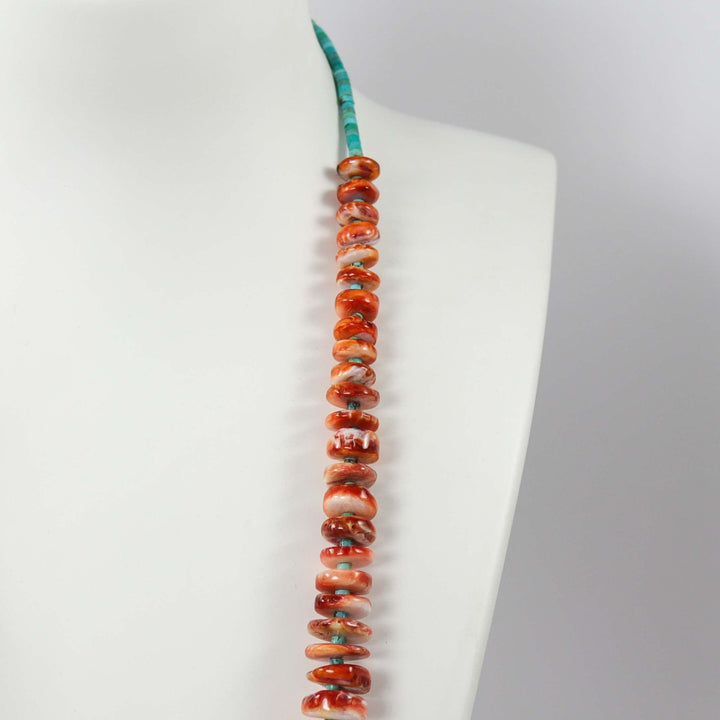 Spiny Oyster Shell and Turquoise Necklace