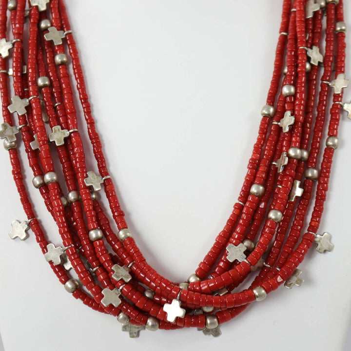 Coral Cross Necklace
