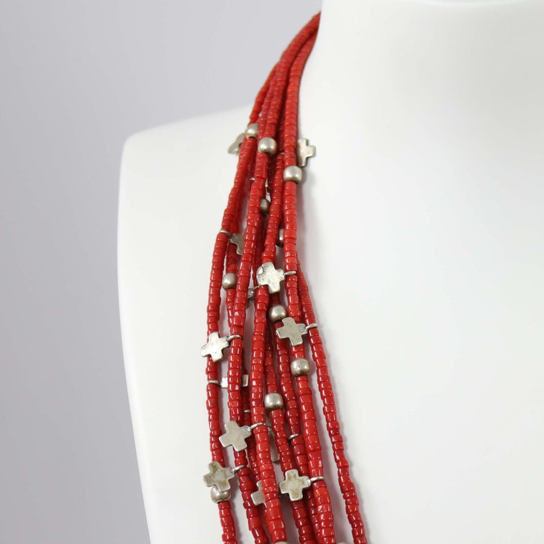 Coral Cross Necklace