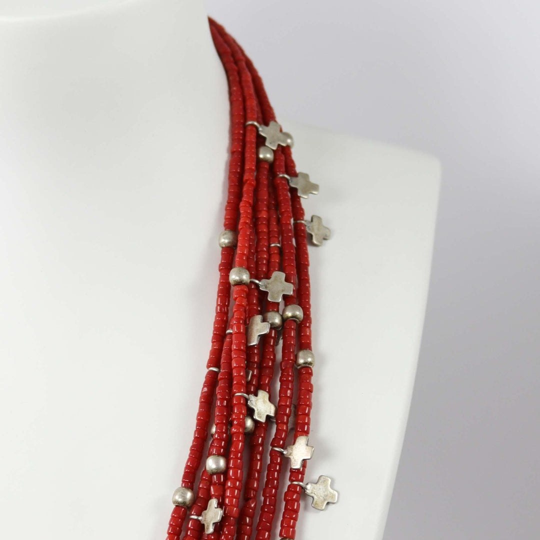 Coral Cross Necklace