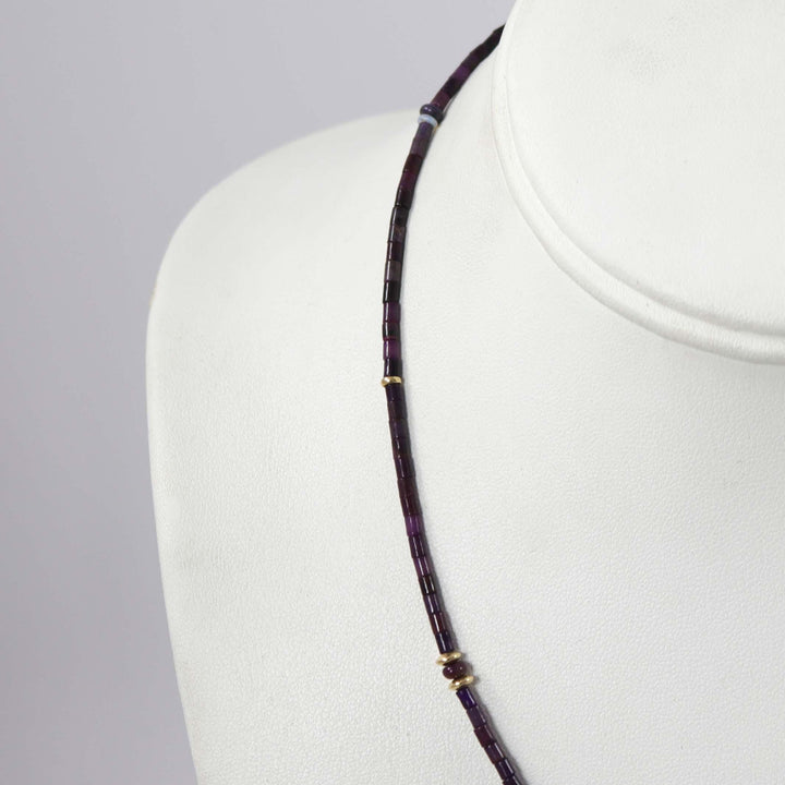 Sugilite, Opal, and Gold Necklace
