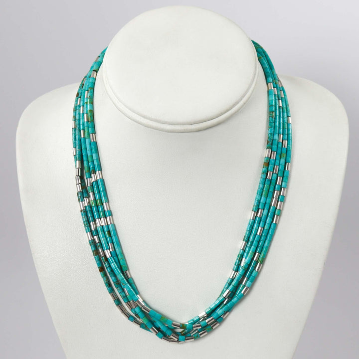 Turquoise and Silver Bead Necklace