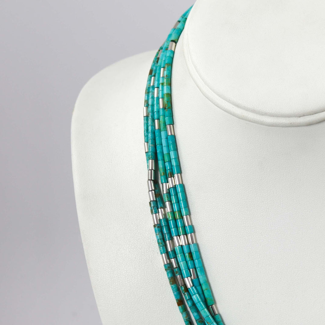 Turquoise and Silver Bead Necklace