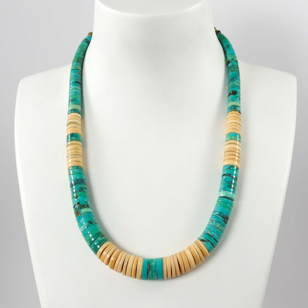 1980s Turquoise and Shell Necklace