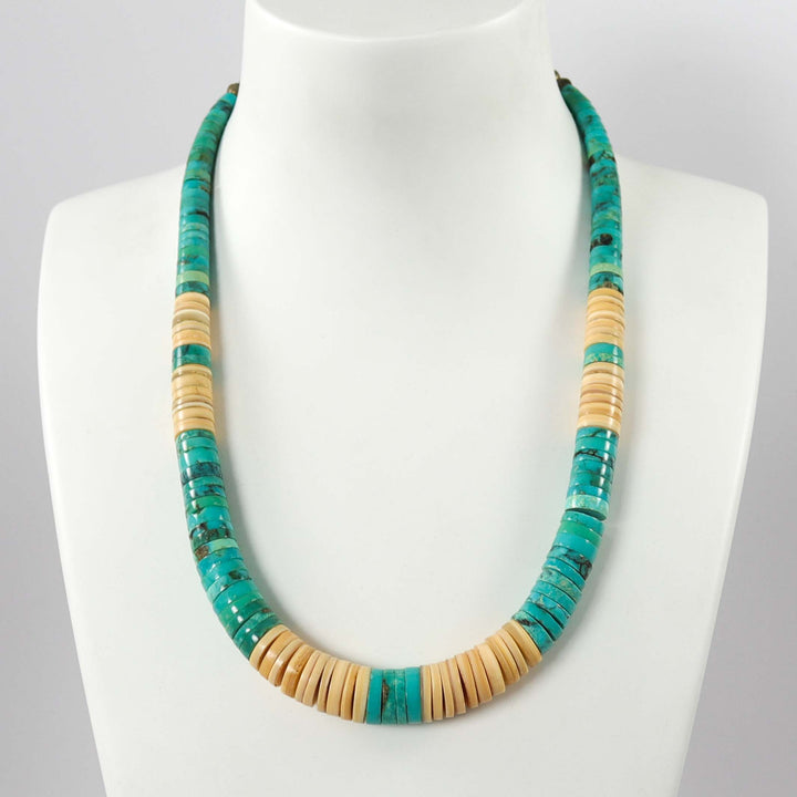 1980s Turquoise and Shell Necklace