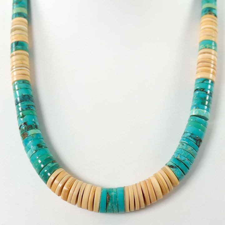 1980s Turquoise and Shell Necklace