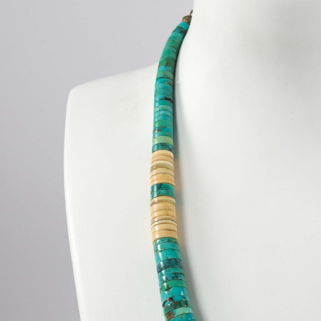 1980s Turquoise and Shell Necklace