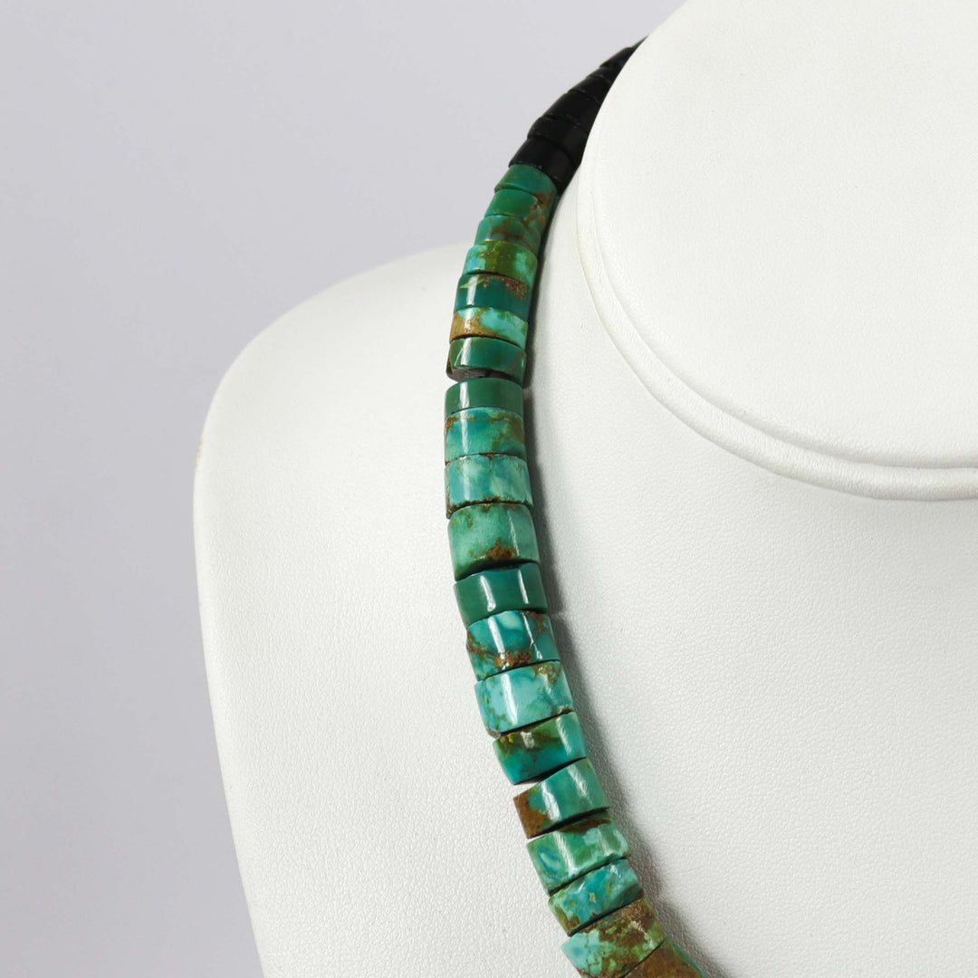 1980s Turquoise and Jet Necklace