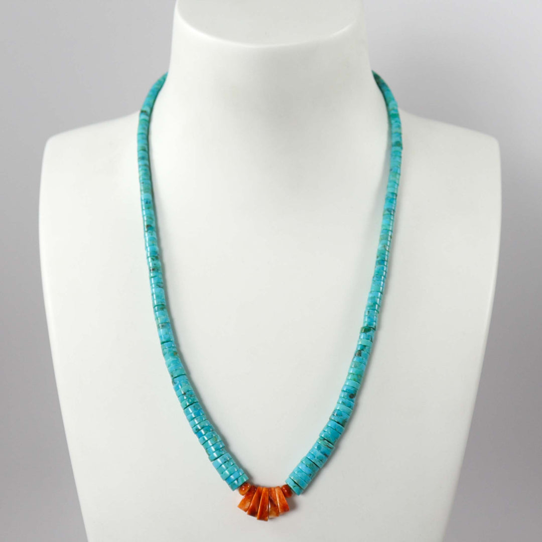 Turquoise and Spiny Oyster Necklace