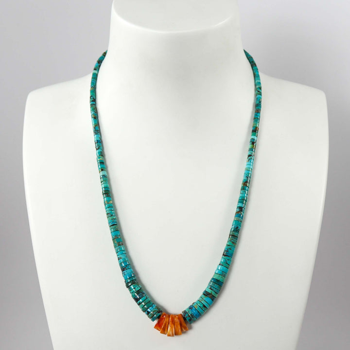 Turquoise and Spiny Oyster Necklace