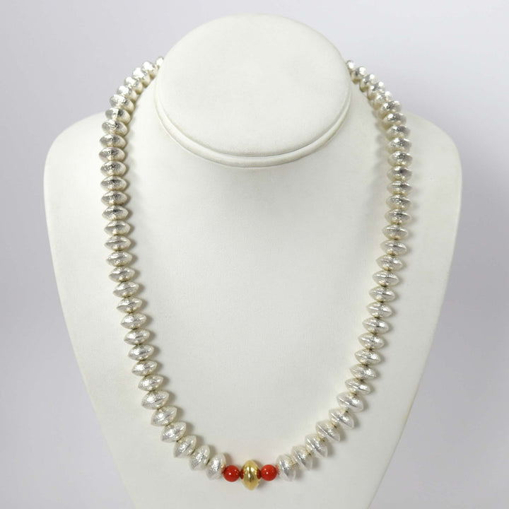 Navajo Pearl and Coral Necklace