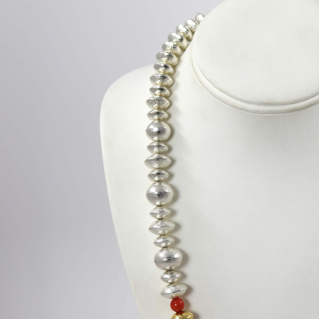 Navajo Pearl and Coral Necklace