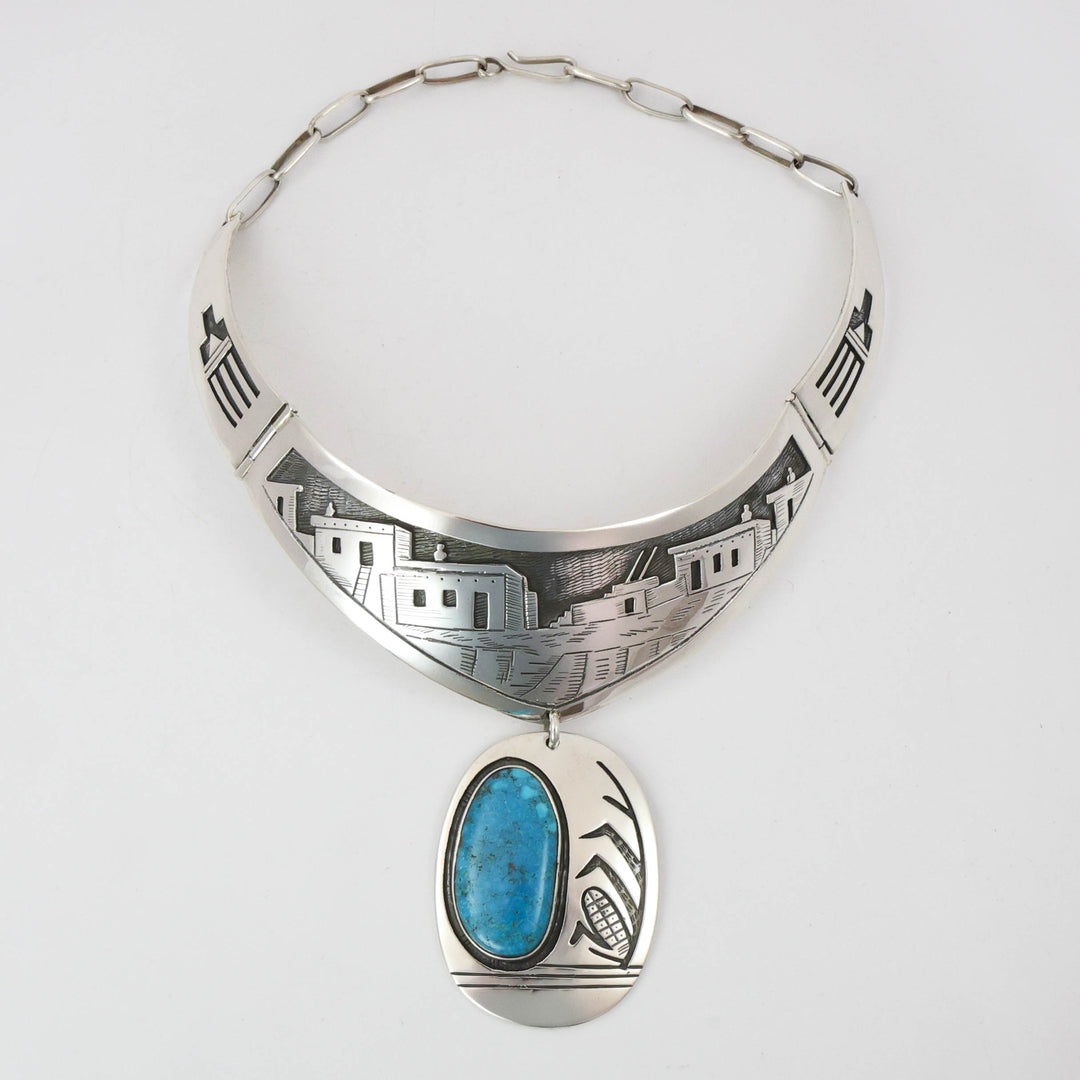 1970s Village Scene Collar Necklace