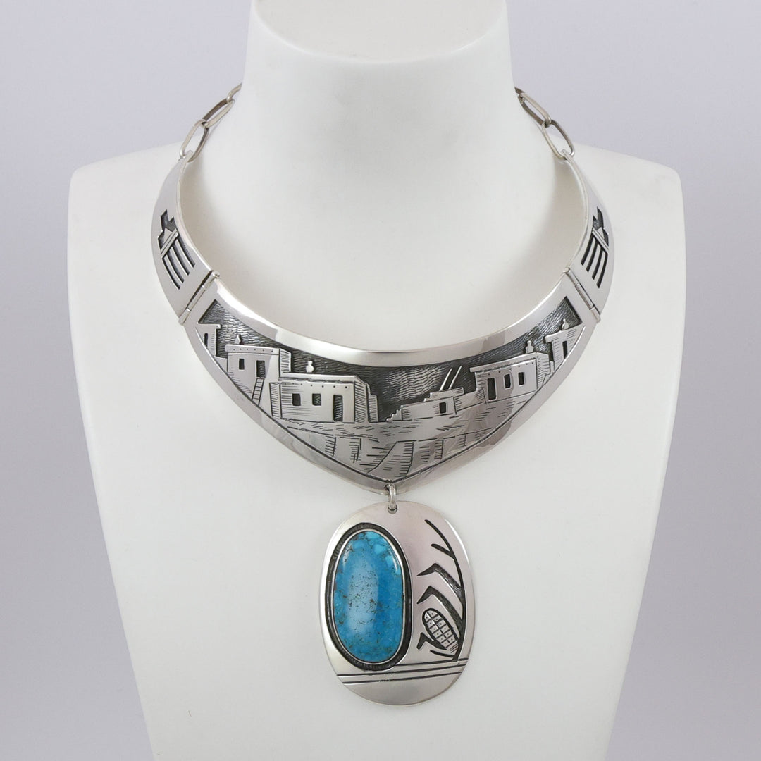 1970s Village Scene Collar Necklace