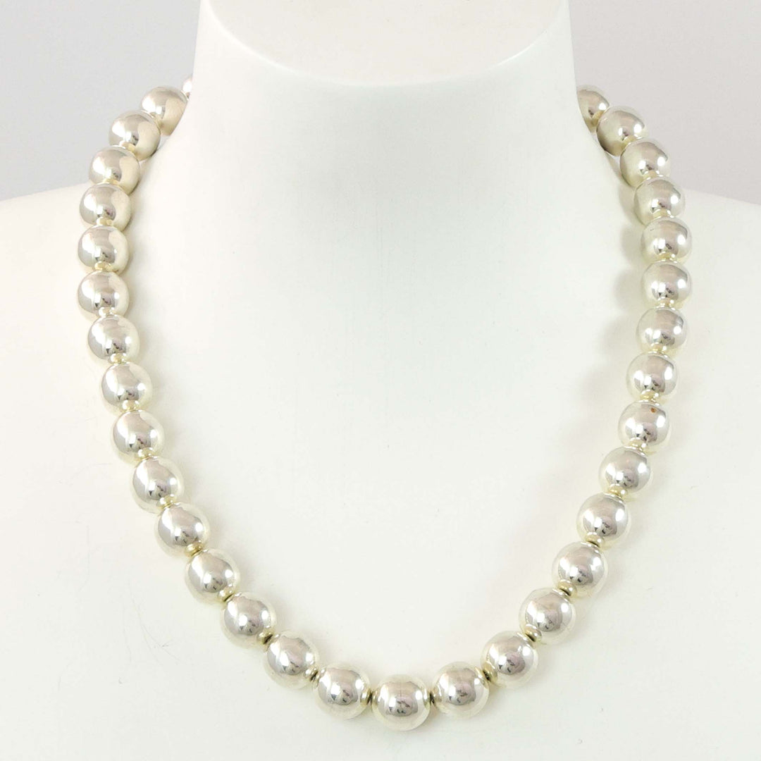 Silver Bead and Coral Necklace