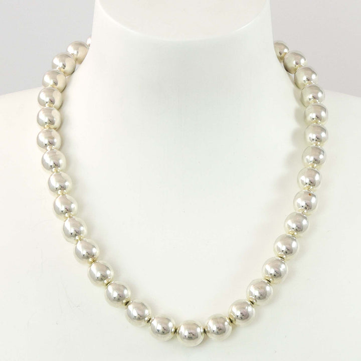 Silver Bead and Coral Necklace