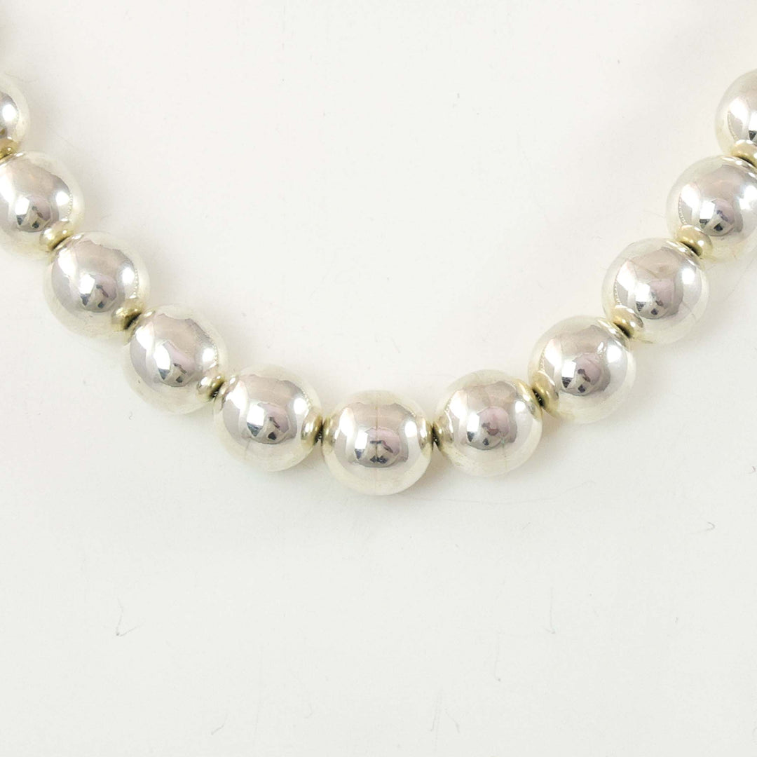 Silver Bead and Coral Necklace