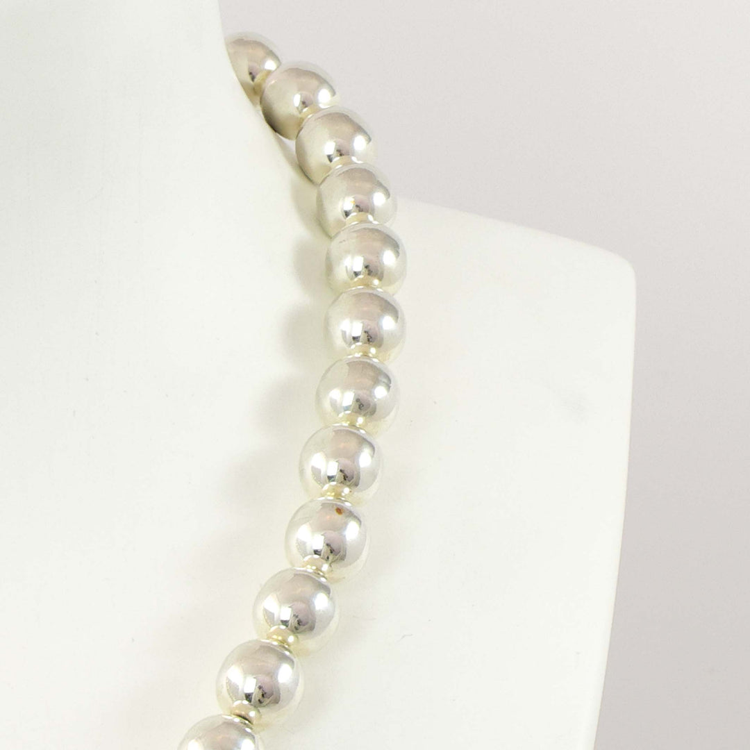 Silver Bead and Coral Necklace
