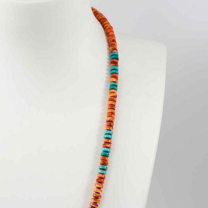 Spiny Oyster and Turquoise Necklace