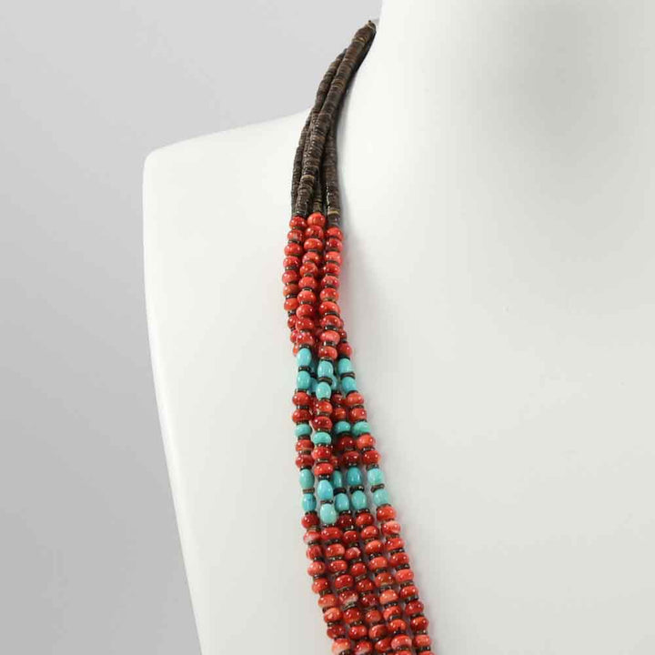 Spiny Oyster and Turquoise Necklace