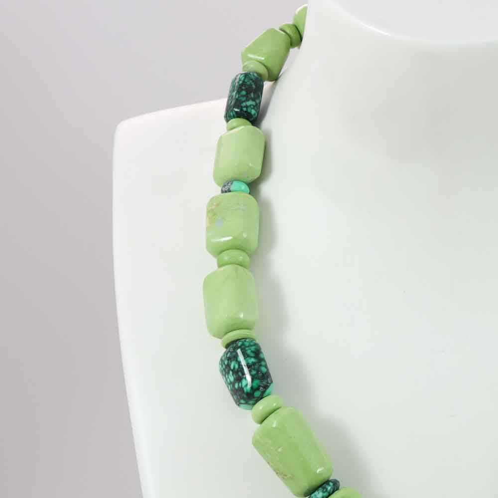 Gaspeite and Variscite Bead Necklace