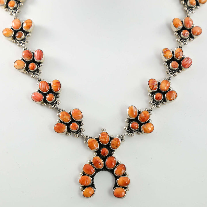 Spiny Oyster Shell Squash Blossom Necklace