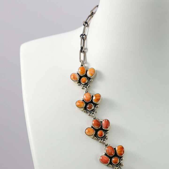 Spiny Oyster Shell Squash Blossom Necklace