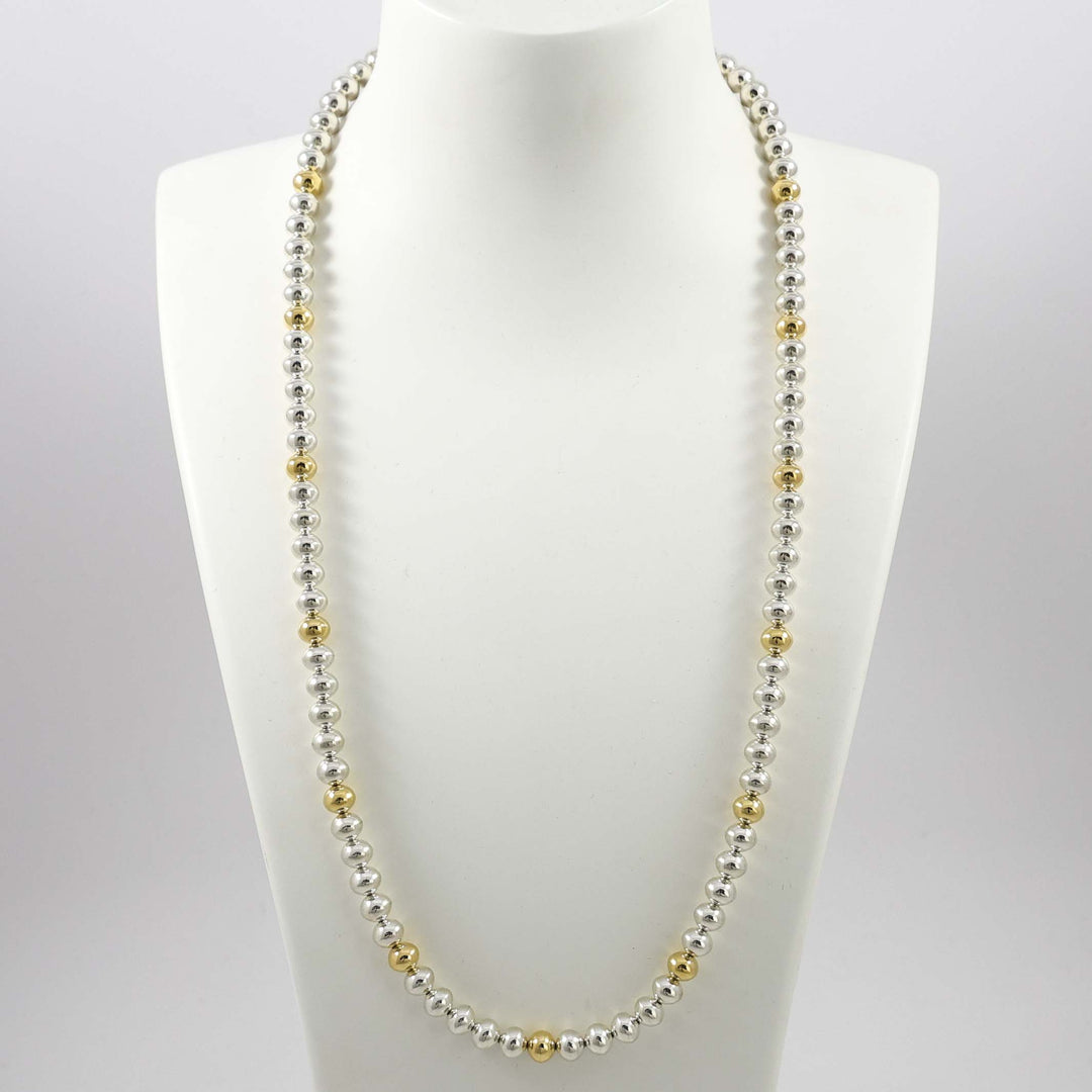 Gold and Silver Bead Necklace