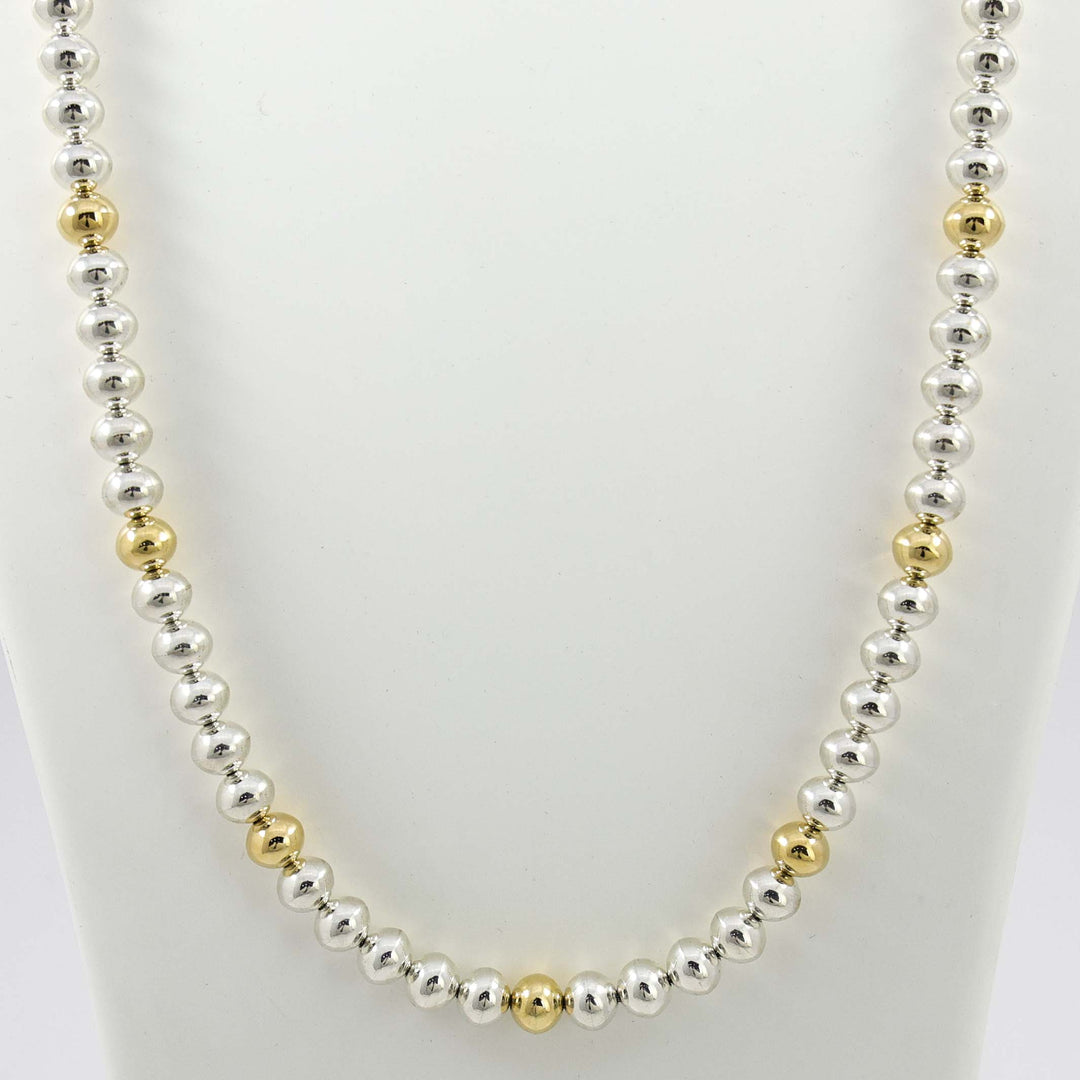 Gold and Silver Bead Necklace