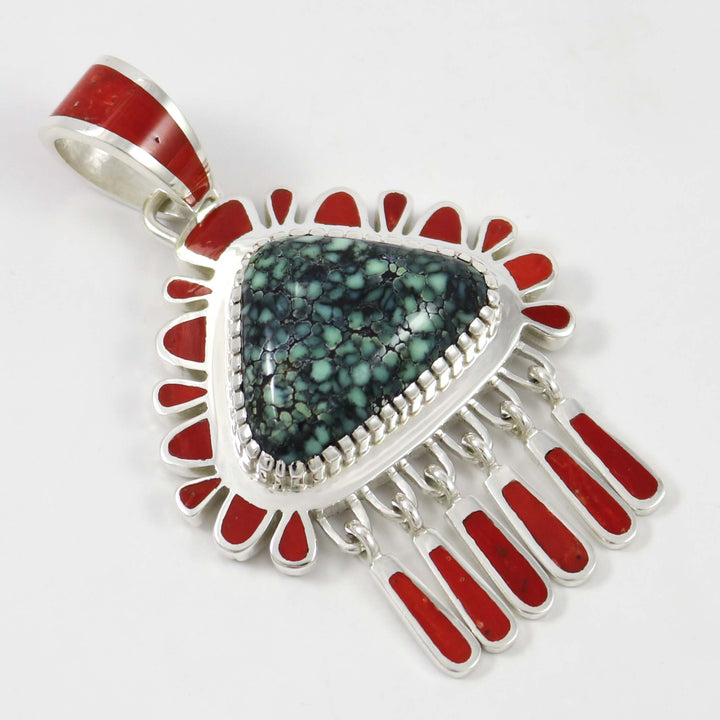 Turquoise and Coral Pendant