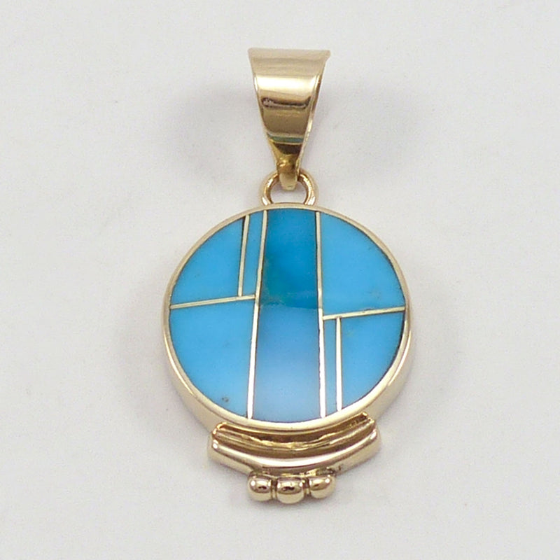 Gold Kingman Turquoise Pendant