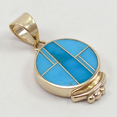 Gold Kingman Turquoise Pendant