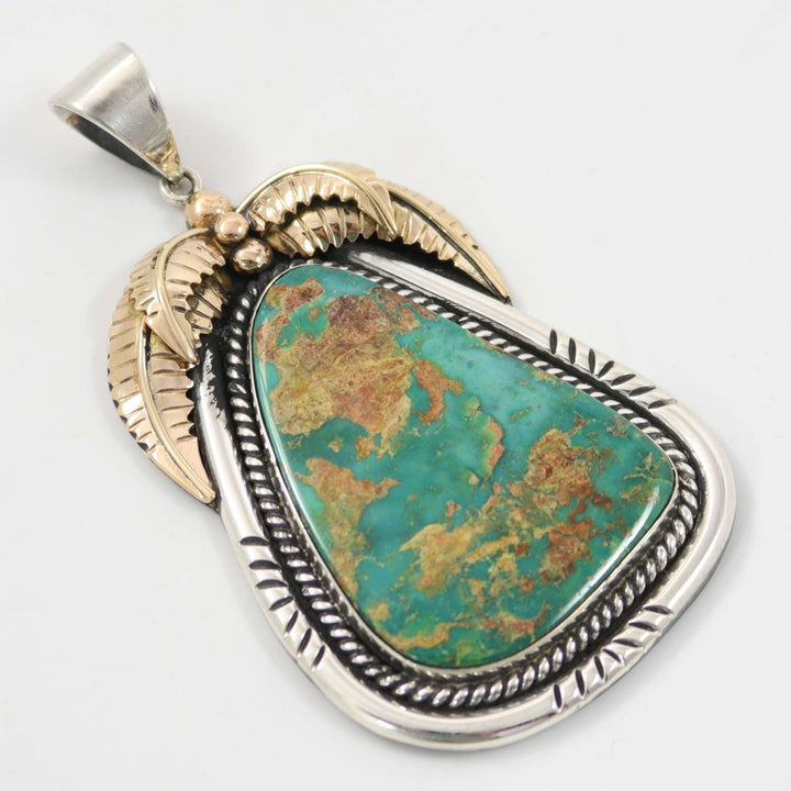 1980s Pilot Mountain Turquoise Pendant by Cecil Sanders - Garland's